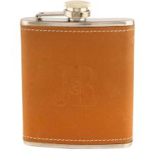 JB Brown Hip Flask In Leather Cover