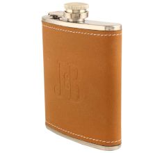JB Brown Hip Flask In Leather Cover