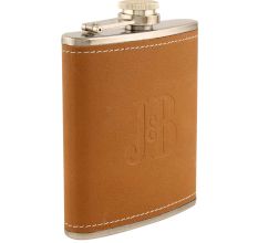 JB Brown Hip Flask In Leather Cover
