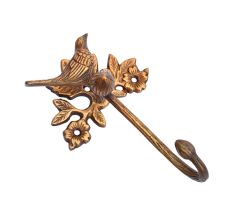 Brass Bird Sitting On Branch Hook