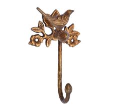 Brass Bird Sitting On Branch Hook