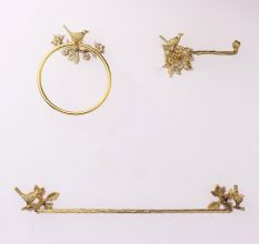 Brass Towel Hanger With Bird Figurine