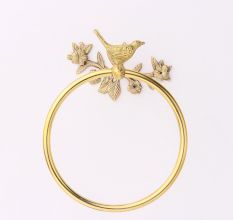 Brass Towel Hanger With Bird Figurine