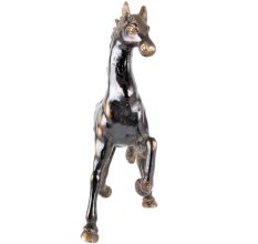 Black Brass Horse Statue With Golden Detailing