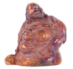 Brass Laughing Buddha Statue With Dark Patina