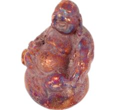 Brass Laughing Buddha Statue With Dark Patina