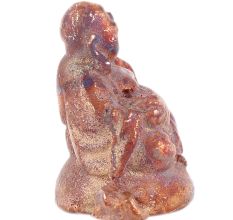 Brass Laughing Buddha Statue With Dark Patina