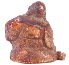 Brass Laughing Buddha Statue With Dark Patina
