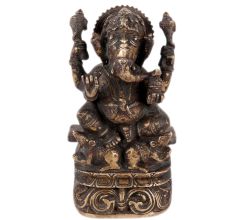 Brass Ganesha Bhagwan Statue With Mooshak