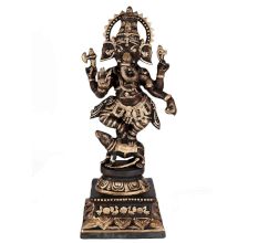 Lord Ganesha Om Mooshak Statue  Black And Golden