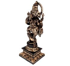Lord Ganesha Om Mooshak Statue  Black And Golden