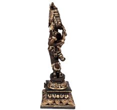 Lord Ganesha Om Mooshak Statue  Black And Golden