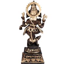Lord Ganesha Om Mooshak Statue  Black And Golden