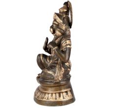 Black brass Lord Hanuman Seated Statue With Gold Highlights