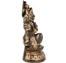 Black brass Lord Hanuman Seated Statue With Gold Highlights