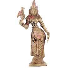 BrassÂ Andal Devi  Statue With Parrot