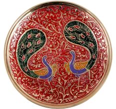 Red Brass Twin Peacock Tea Coaster
