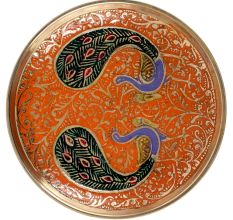 Yellow Twin Peacock Brass Coaster