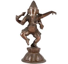 Brass Dancing Lord GaneshaÂ In Antique Finish