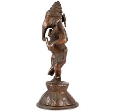 Brass Dancing Lord GaneshaÂ In Antique Finish