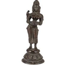Brass Deepa Laxmi Or Mahalaxmi Oil Lamp With Patina