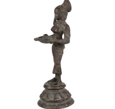 Brass Deepa Laxmi Or Mahalaxmi Oil Lamp With Patina