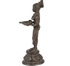 Brass Deepa Laxmi Or Mahalaxmi Oil Lamp With Patina