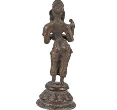 Brass Deepa Laxmi Or Mahalaxmi Oil Lamp With Patina