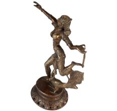Brass Dancing Deva Statue And Peacock Figurine