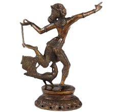 Brass Dancing Deva Statue And Peacock Figurine