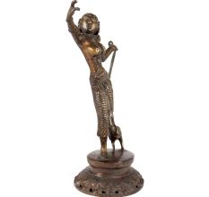 Brass Dancing Deva Statue And Peacock Figurine