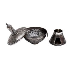 Decorative Chinese Brass Delight Bowl In Silver Finish