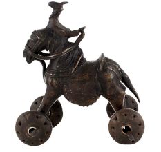 Old Horse With Rider Temple Toy With A Turbaned Rider