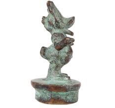 Brass Decorative Statue In Green Patina