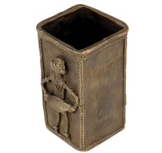 Tribal Brass Flower Square Vase For Flowers