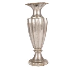 Old Brass Flower Design Vase In Nickel Finish