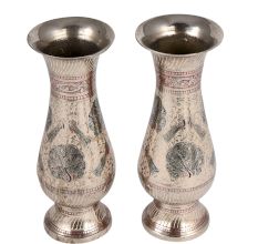 Brass Peacock Decorative Flower Vase In Pair