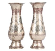Brass Peacock Decorative Flower Vase In Pair