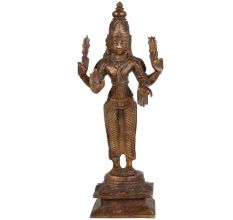 Old  Brass Statue of Four Armed Lord Vishnu