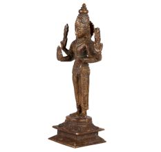 Old  Brass Statue of Four Armed Lord Vishnu