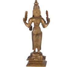 Old  Brass Statue of Four Armed Lord Vishnu
