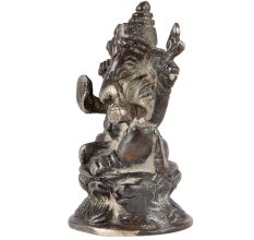 Brass Lord Ganesha On Lotus Statue
