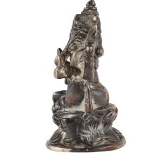 Brass Lord Ganesha On Lotus Statue
