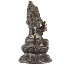 Brass Lord Ganesha On Lotus Statue