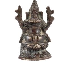 Brass Lord Ganesha On Lotus Statue