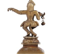 Brass Lord Krishna Bal Gopal  Statue Dancing With Flute