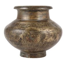 Floral Design Brass Holy Water Pot