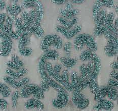 Teal Beaded Zip Pouch Sling Bag