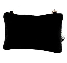 Black Floral Beaded Purse With Chain