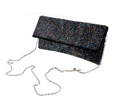 Black And Grey Beaded Envelope Bag
